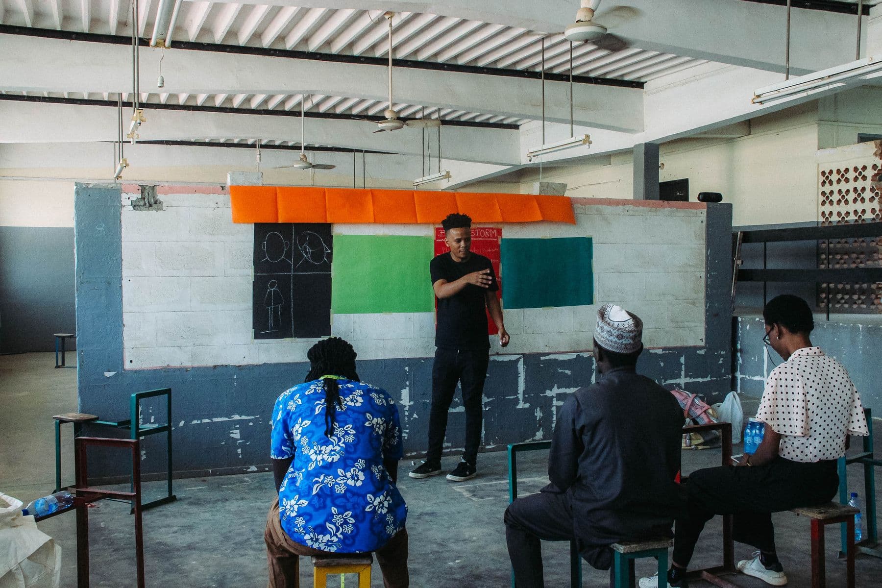 Volunteers in a training workshop.